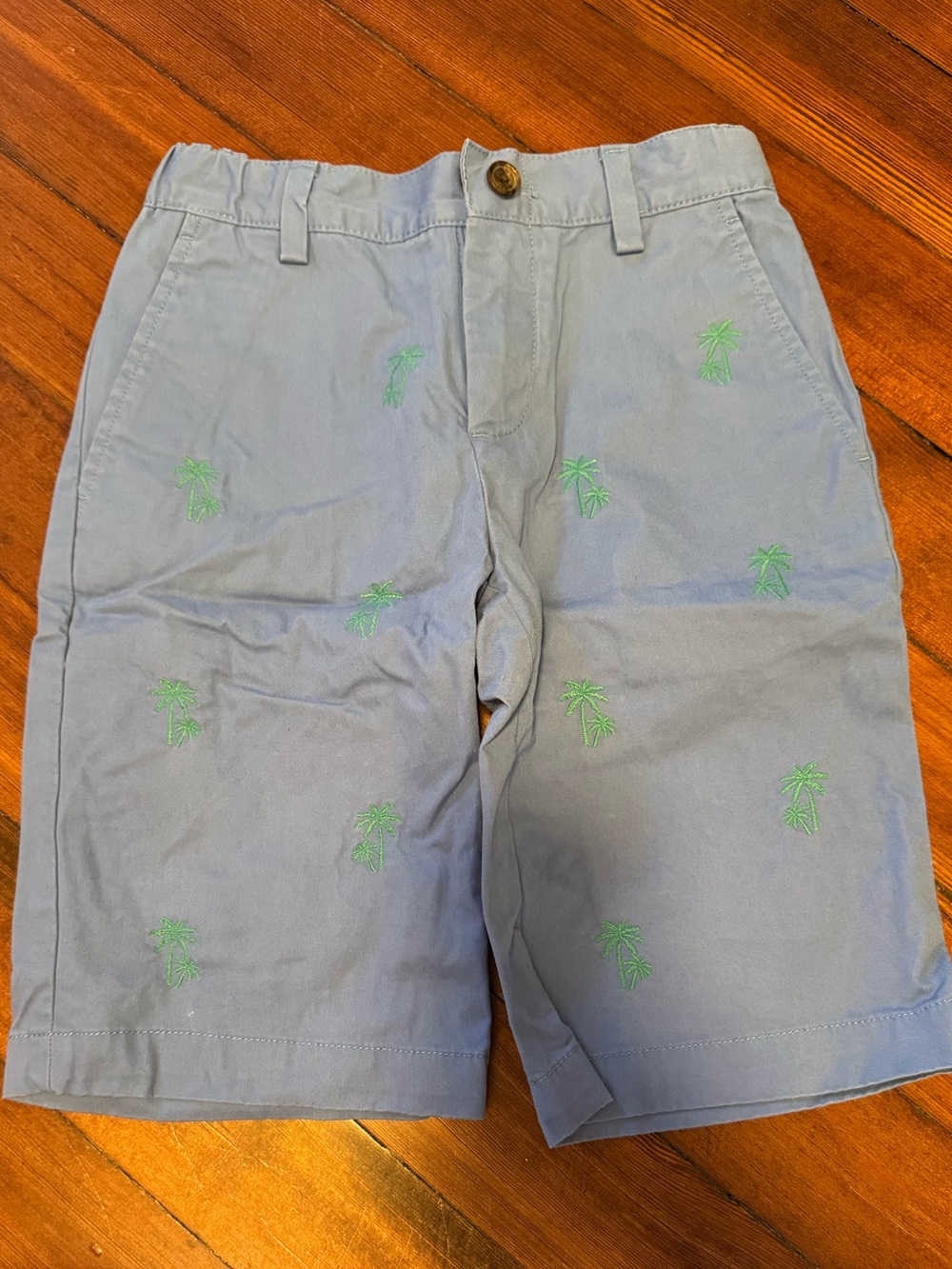Brooks Brothers “Fleece” Blue Palm Tree Embroidered Kids Shorts
